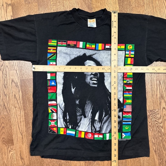 Vintage 90s Bob Marley African Country Flags Single Stitch T Shirt Mens Large - Picture 9 of 9